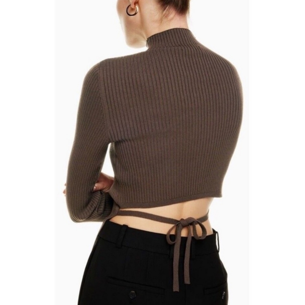 Babaton Sculpt Knit Tie Back Ribbed Knit Sweater